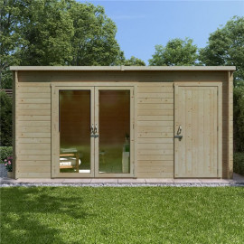 14 X 8 Pressire Treated Log Cabin Billyoh Tianna Log Cabin Summerhouse with Side Store 19mm