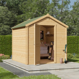 Billyoh Pro Apex Log Cabin W2.1m X D2.4m 28mm Tongue & Groove Walls & Wide Door