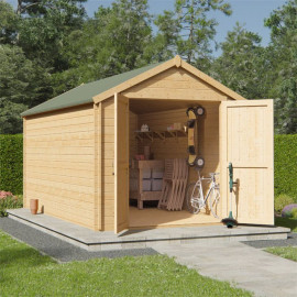 Billyoh Pro Apex Log Cabin W2.4m X D3.9m 28mm Tongue & Groove Walls & Wide Door