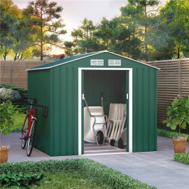 7x6 Ranger Apex Metal Shed with Foundation Kit Dark Green Billyoh