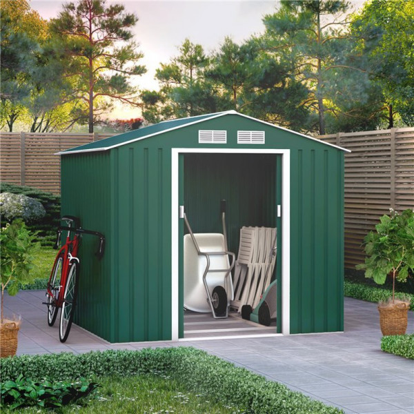 Buy 7x6 Ranger Apex Metal Shed With Foundation Kit Dark Green BillyOh Online - Sheds
