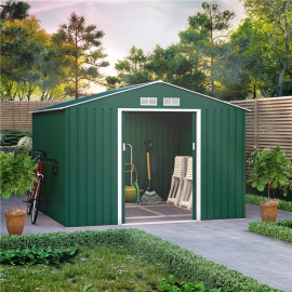 9x8 Ranger Apex Metal Shed with Foundation Kit Dark Green Billyoh
