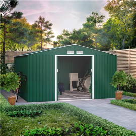 11x10 Ranger Apex Metal Shed with Foundation Kit Dark Green Billyoh