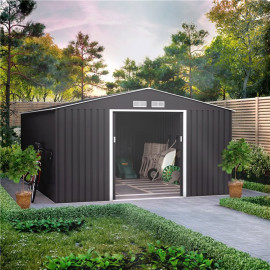 11x14 Ranger Apex Metal Shed with Foundation Kit Dark Grey Billyoh