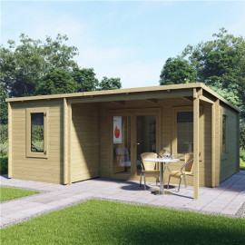 5.7m X 4.8m Pressure Treated Log Cabin Billyoh Cove Multiroom Log Cabin 44mm