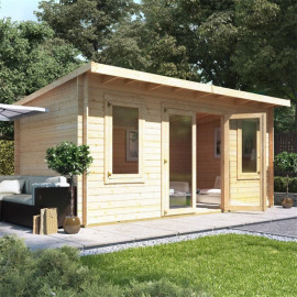 5 X 3 Log Cabin Billyoh Fraya Pent Log Cabin 28mm Thickness Wooden Log Cabin 5m X 3m