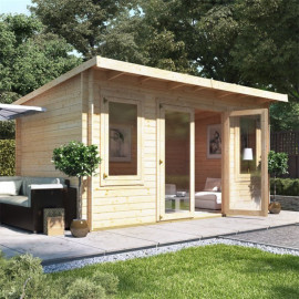 4.5 X 3 Log Cabin Billyoh Fraya Pent Log Cabin 28mm Thickness Wooden Log Cabin 4.5m X 3m