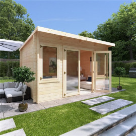 4 X 2.5 Log Cabin Billyoh Fraya Pent Log Cabin 44mm Thickness Wooden Log Cabin 4m X 2.5m