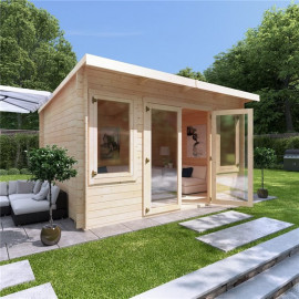 4 X 3 Log Cabin Billyoh Fraya Pent Log Cabin 28mm Thickness Wooden Log Cabin 4m X 3.0m