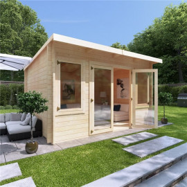 4 X 3 Log Cabin Billyoh Fraya Pent Log Cabin 44mm Thickness Wooden Log Cabin 4m X 3m