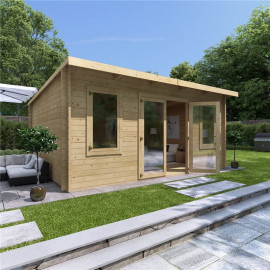 5 X 4 Pressure Treated Log Cabin Billyoh Fraya Pent Log Cabin 44mm Thickness Wooden Log Cabin 5m X 4m