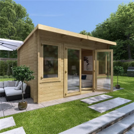 4 X 3 Pressure Treated Log Cabin Billyoh Fraya Pent Log Cabin 44mm Thickness Wooden Log Cabin 4m X 3m