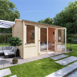 4 X 2.5 Log Cabin Billyoh Dorset Log Cabin 44mm Thickness Wooden Log Cabin 4m X 2.5m Reverse Apex Cabin