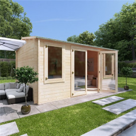 4.5 X 3.5 Log Cabin Billyoh Dorset Log Cabin 44mm Thickness Wooden Log Cabin 4.5m X 3.5m Reverse Apex Cabin