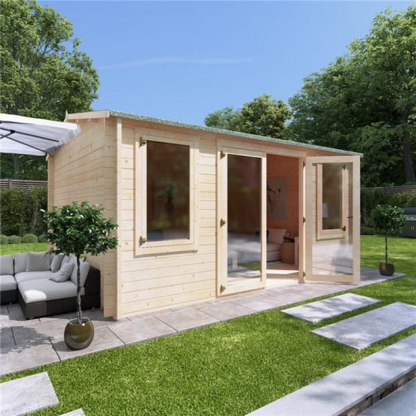 Buy 4.5 x 3.5 Log Cabin BillyOh Dorset Log Cabin 44mm Thickness Wooden Log Cabin 4.5m x 3.5m Reverse Apex Cabin Online - Garden Houses & Buildings