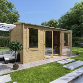 4.5 X 3.5 Pressure Treated Log Cabin Billyoh Dorset Log Cabin 44mm Thickness Wooden Log Cabin 4.5m X 3.5m Reverse Apex Cabin