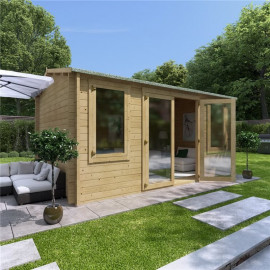 4.5 X 3 Pressure Treated Log Cabin Billyoh Dorset Log Cabin 44mm Thickness Wooden Log Cabin 4.5m X 3m Reverse Apex Cabin