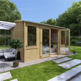 4 X 3 Pressure Treated Log Cabin Billyoh Dorset Log Cabin 44mm Thickness Wooden Log Cabin 4m X 3m Reverse Apex Cabin