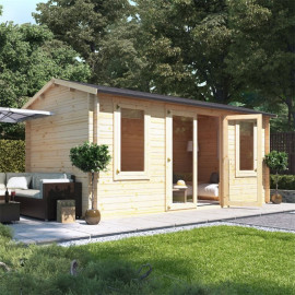 5 X 2.5 Pressure Treated Log Cabin Billyoh Dorset Log Cabin 44mm Thickness Wooden Log Cabin 5m X 2.5m Reverse Apex Cabin