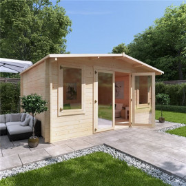 4.5 X 3.5 Log Cabin Billyoh Winchester Log Cabin 44mm Thickness Wooden Log Cabin 4.5m X 3.5m Traditional Alpine Style Cabin