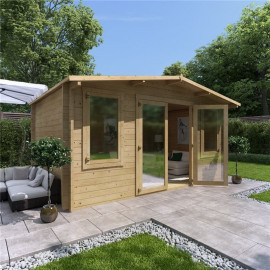4.5 X 3 Pressure Treated Log Cabin Billyoh Winchester Log Cabin 44mm Thickness Wooden Log Cabin 4.5m X 3m Traditional Alpine Style Cabin