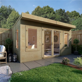 14ft X 8ft Pressure Treated Billyoh Outpost Insulated Building Wooden Garden Office Building with Insulation
