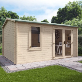 4.5m X 3.0m Log Cabin Billyoh Devon Log Cabin 44mm Tongue & Groove Wooden Garden Building