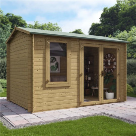 3.5m X 2.5m Pressure Treated Log Cabin Billyoh Devon Log Cabin 28mm Tongue & Groove Wooden Garden Building