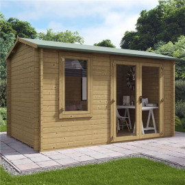 4.0m X 2.5m Pressure Treated Log Cabin Billyoh Devon Log Cabin 44mm Tongue & Groove Wooden Garden Building