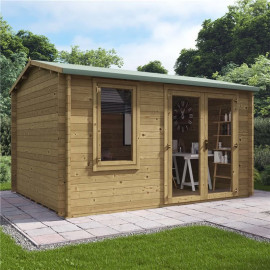 4.0m X 3.0m Pressure Treated Log Cabin Billyoh Devon Log Cabin 44mm Tongue & Groove Wooden Garden Building