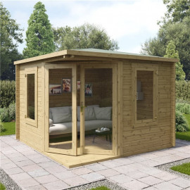 3 X 3m Pressure Treated Log Cabin Billyoh Robyn Corner Cabin Heavy Duty 44mm Log Boards