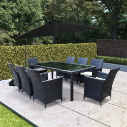 Billyoh Siena 8 Seater Rectangular Outdoor Rattan Dining Set 8 Seater Rectangular Dining Black