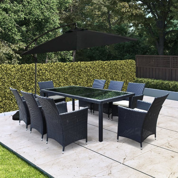 Buy BillyOh Siena 8 Seater Rectangular Outdoor Rattan Dining Set 8 Seater Rectangular Dining Black Online - Garden Furniture
