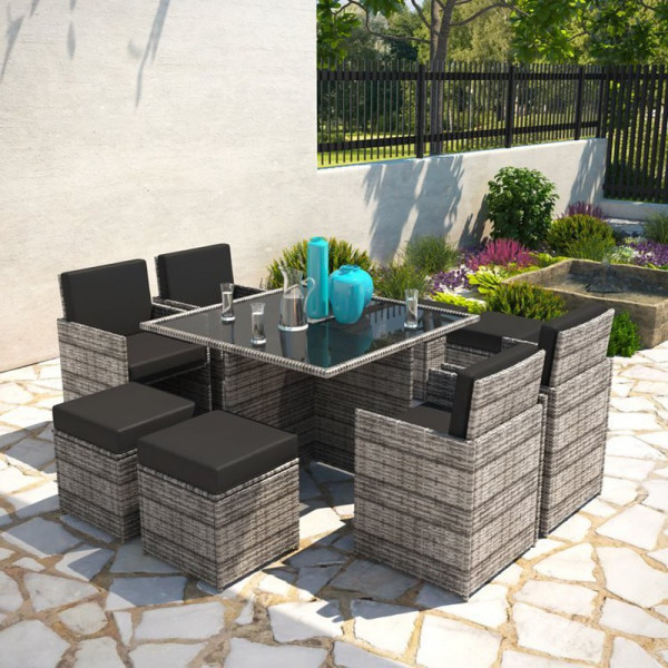Buy BillyOh Modica 8 Seater Cube Outdoor Rattan Garden Dining Set Mixed Grey 8 Seater Online - Garden Furniture