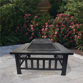Billyoh Phoenix 3 in 1 Square Metal Fire Pit, Bbq Grill and Ice Pit Metal Fire Pit