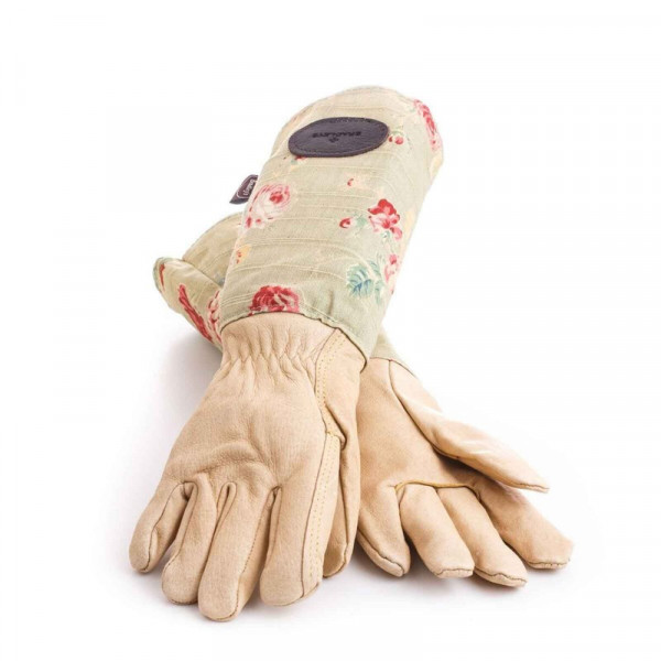 Buy Floral Leather And Linen Garden Gloves Online - Gloves