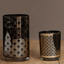 Black and Gold Glass Candle Holders by Sia