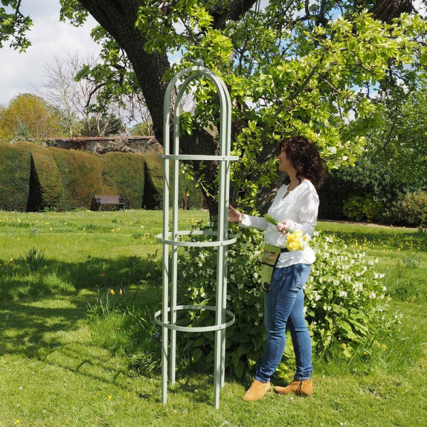 Buy Harrod Steel Round Obelisks Lichen Green Online - Other Garden Equipment & Decoration