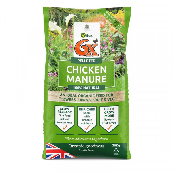 Buy 6x Strength Pelleted Chicken Manure 20kg Online - Plant Care & Earth