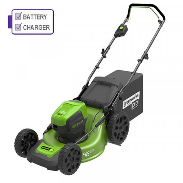Buy Greenworks GD60LM46HPK2 60v Hand Propelled Mower c/w Battery ; Charger Online - Garden Tools & Devices Buy Greenworks GD60LM46HPK2 60v Hand Propelled Mower c/w Battery ; Charger Online - Garden Tools & Devices