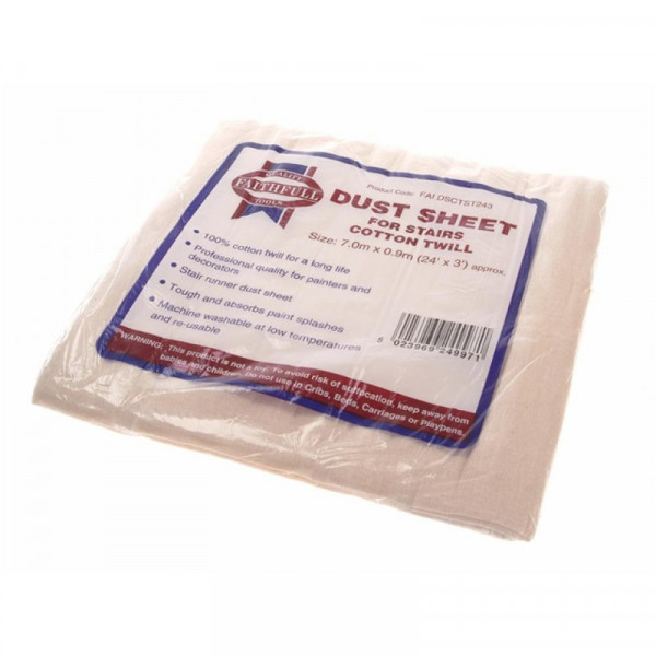 Buy Faithfull Dust Sheet Stair Cotton Twill 24ft X 3ft Online - Workshop Equipment Buy Faithfull Dust Sheet Stair Cotton Twill 24ft X 3ft Online - Workshop Equipment