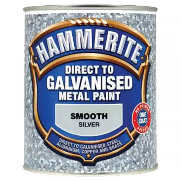 Buy Hammerite 'Direct To Galvanised' Metal Paint Smooth Silver 750ml Online - Paint