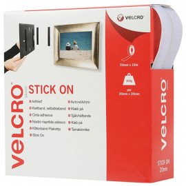 Velcro Vel60219 20mm X 10m White Stick on Tape