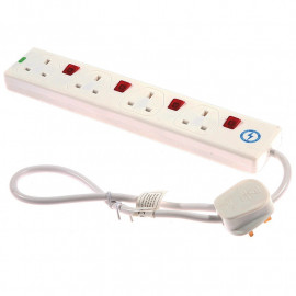 Smj Extension Lead 240 Volt 4 Way 13a Surge Protection Switched 0.75 Metre