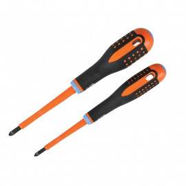Bahco Insulated Ergo Combi Screwdriver Twin Pack Pz1/sl5 & Pz2/sl6