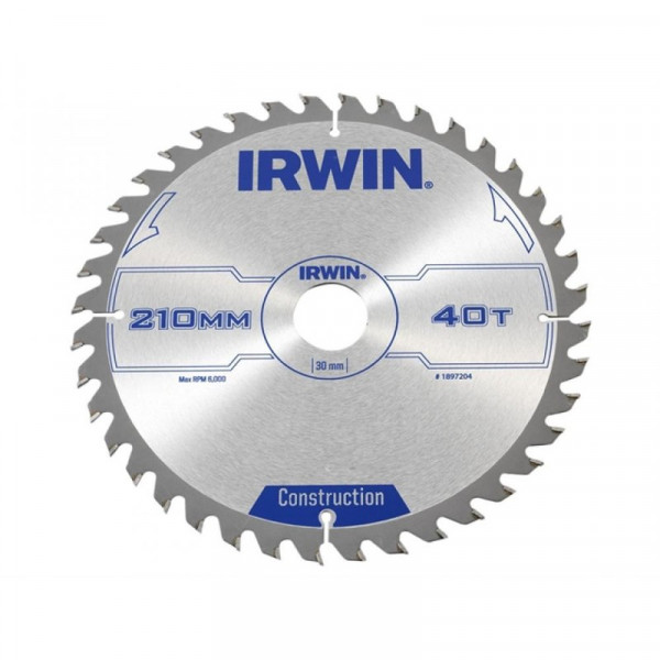 Buy Irwin Circular Saw Blade 210 x 30mm x 40T ATB Online - Workshop Equipment