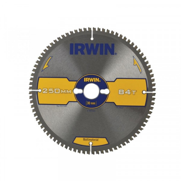 Buy Irwin Multi Material Circular Saw Blade 250 x 30mm x 84T TCGNeg Online - Workshop Equipment