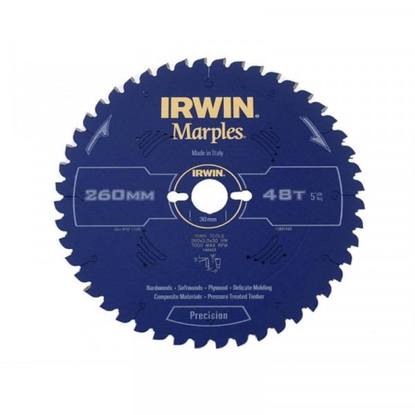 Buy Irwin Marples Circular Saw Blade 260 x 30mm x 48T ATBNeg M Online - Workshop Equipment