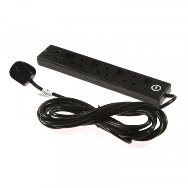 Buy SMJ Extension Lead 240 Volt 4 Way 13A Black Surge Protection Switched 5m Clam Online - Consumer Electronics