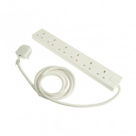 Masterplug 6 Gang Extension Lead 2 Meter 13a White